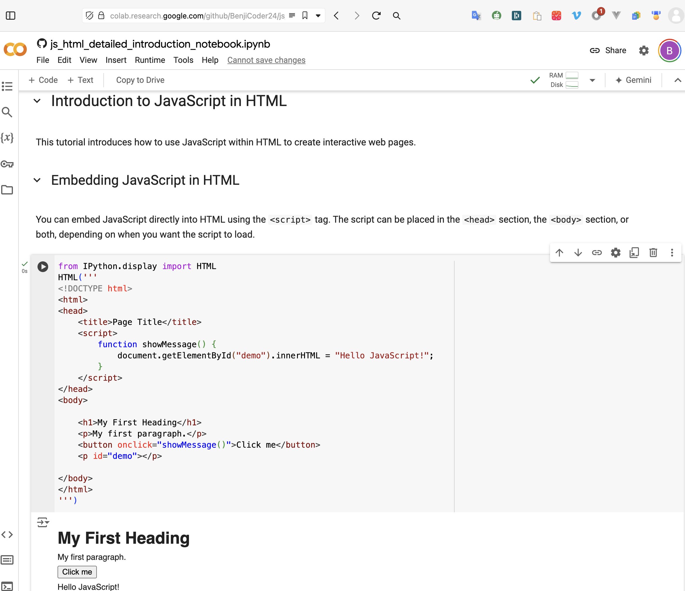 JavaScript in HTML